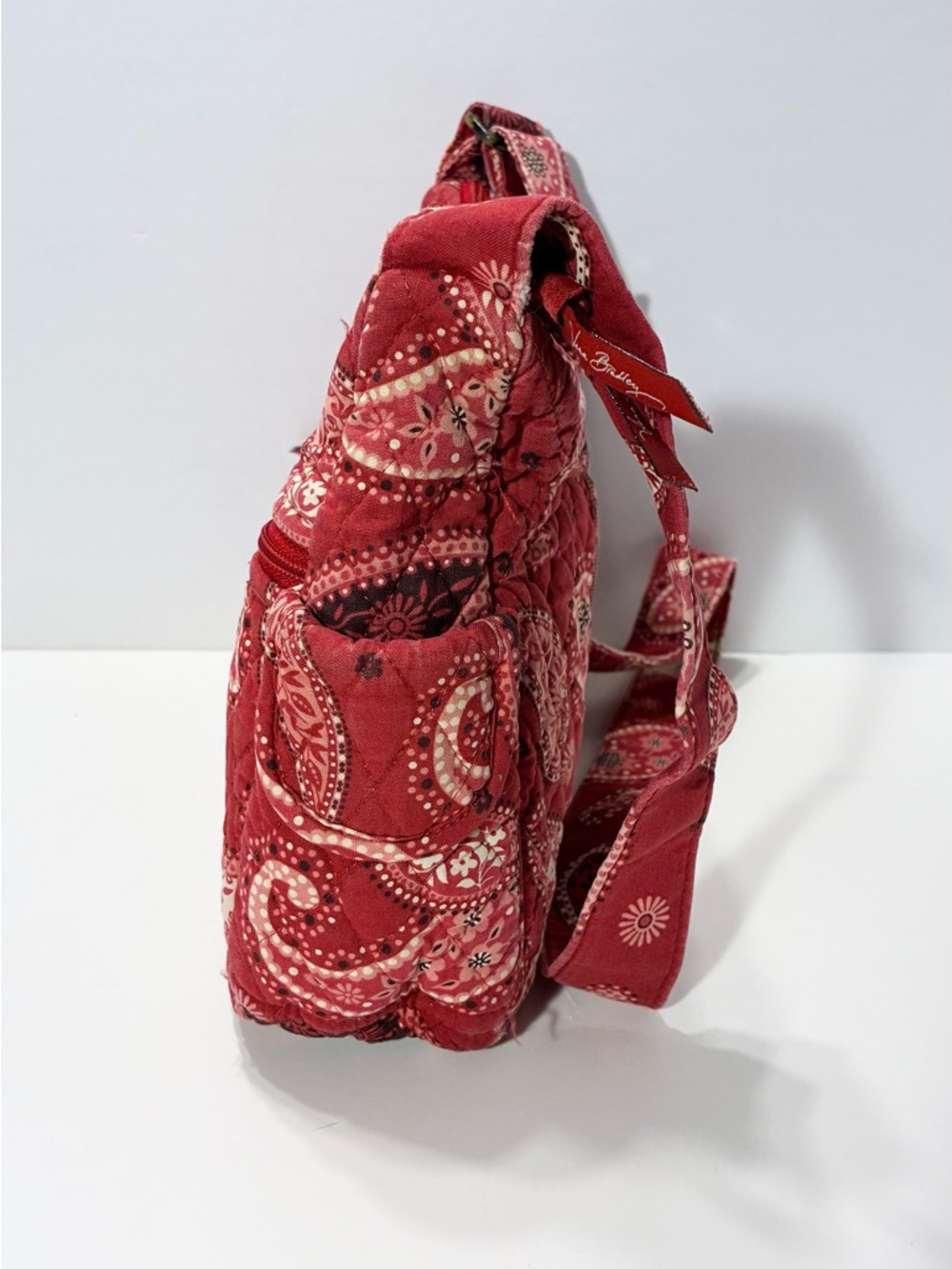 Y2K Vera Bradley Mesa Red Paisley Crossbody Bag USA MADE Vintage 4x11.75x8.5 - Picture 6 of 16